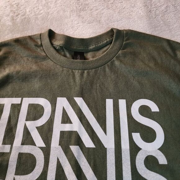 Gildan Travis The Band Green Tshirt With White Graphics Size Medium - Picture 3 of 5